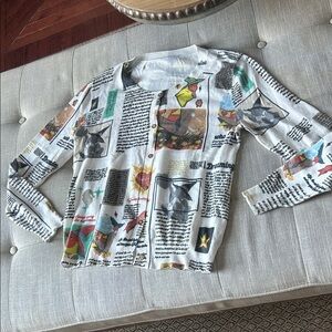 Elf Sack Graphic Printed Button-Up Cardigan Sweater Size Medium